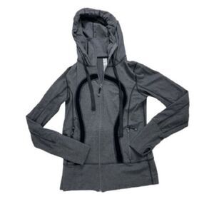 Lululemon Full Zip Logo Front Hooded Sweatshirt Women's Gray Size 8